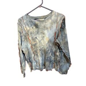 KIRKE Tie Dye Long Sleeve Lettuce Hem Top